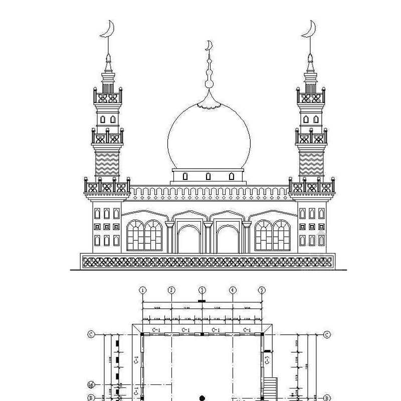 米泉某清真寺建筑CAD施工详图