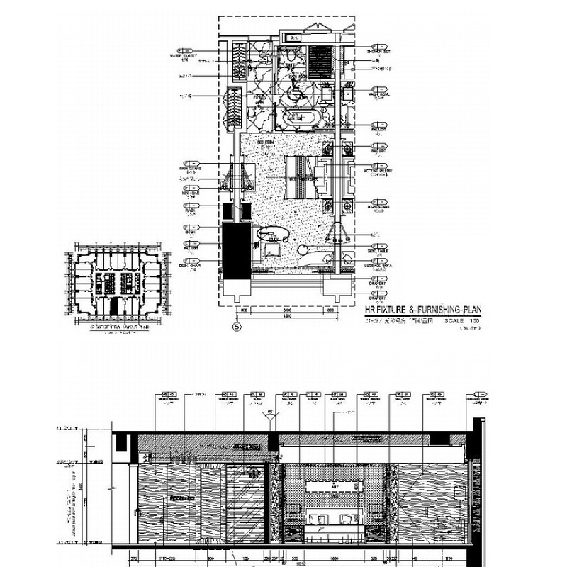 广东豪华商务酒店无障碍房室内装修CAD施工图
