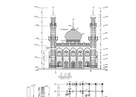 两层框架结构清真寺结构CAD施工图（含建筑图）