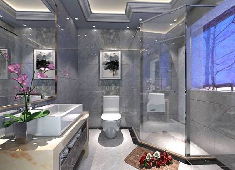 现代家居卫生间 洗手台 透明淋浴间 白色马桶3D模型下载 现代家居卫生间 洗手台 透明淋浴间 白色马桶3D模型下载