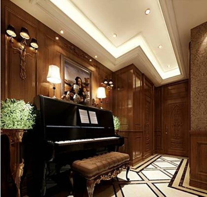 欧式古典钢琴房 黑色木艺钢琴 欧式古典金属壁灯3D模型下载 欧式古典钢琴房 黑色木艺钢琴 欧式古典金属壁灯3D模型下载