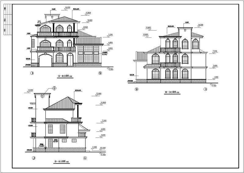 某三层砖混结构别墅建筑结构施工图