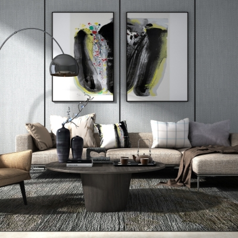 现代布艺转角沙发组合3d模型下载 现代布艺转角沙发组合3d模型下载