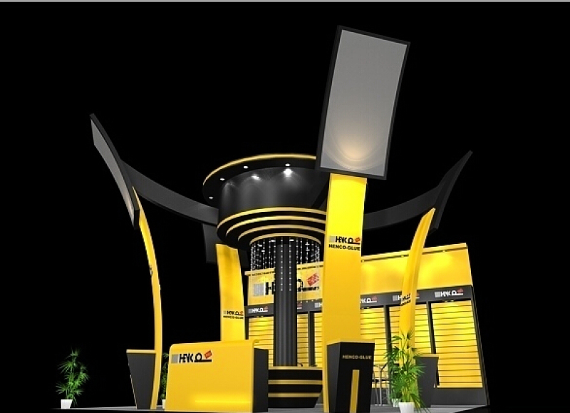 黄色个性展会展示3D模型设计文件