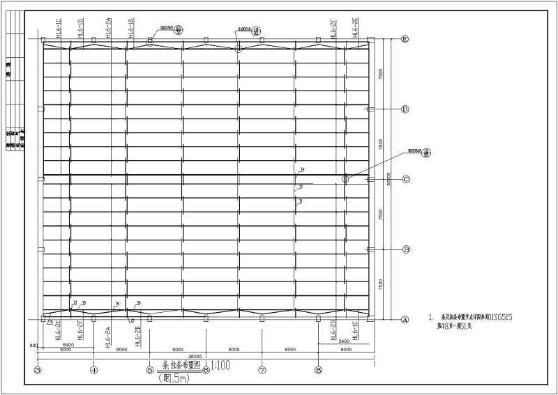 某30米跨轻钢结构餐厅结构设计施工图