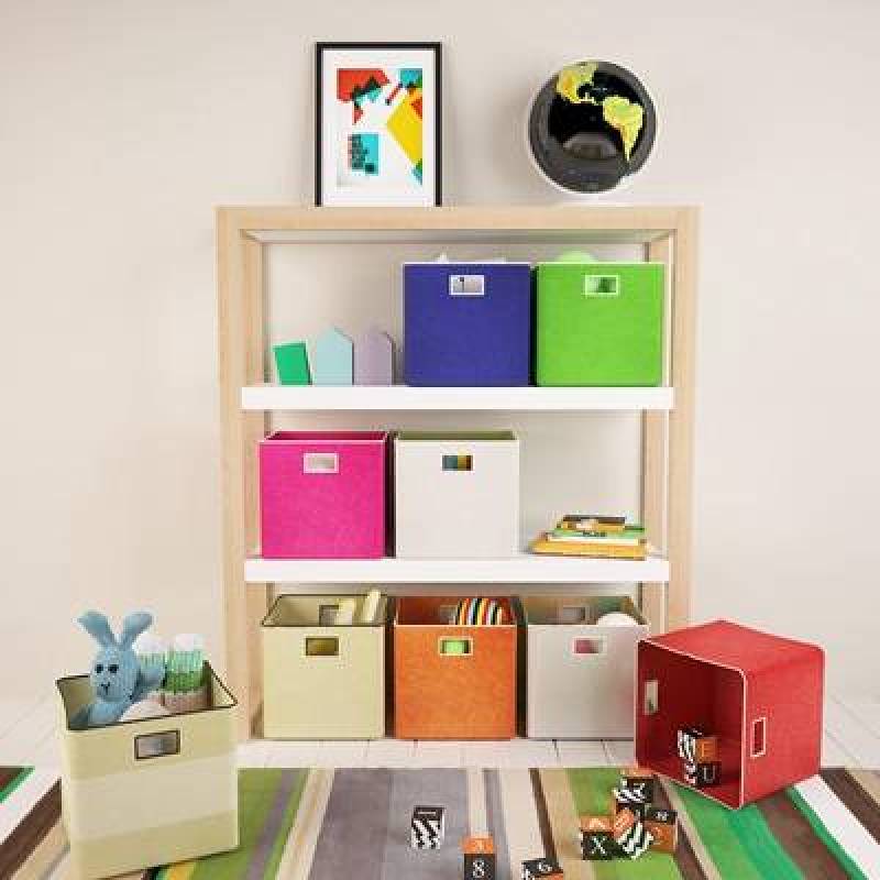 现代儿童收纳盒装饰柜玩具组合3D模型下载 现代儿童收纳盒装饰柜玩具组合3D模型下载