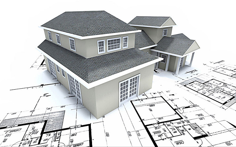 CAD图纸与房子模型