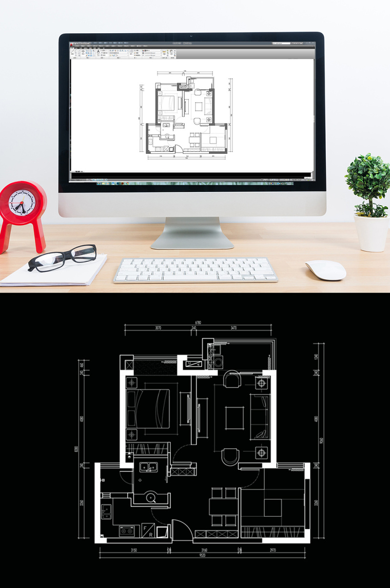 高层两室一厅户型CAD平面图