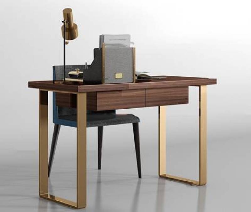 现代书桌文具台灯椅子组合3D模型下载 现代书桌文具台灯椅子组合3D模型下载