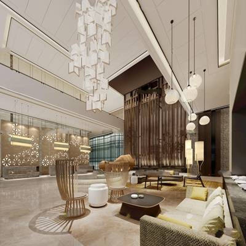 现代酒店大堂接待休息区3D模型下载 现代酒店大堂接待休息区3D模型下载