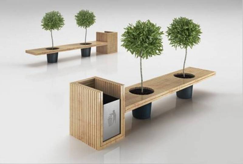 现代实木户外长椅垃圾桶绿植组合3D模型下载下载 现代实木户外长椅垃圾桶绿植组合3D模型下载下载