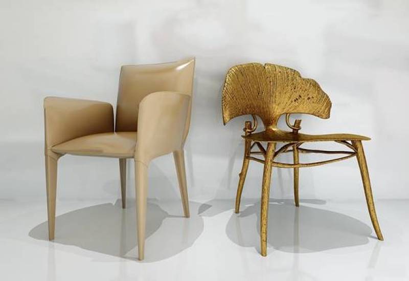 后现代金属银杏叶造型单椅组合3D模型下载 后现代金属银杏叶造型单椅组合3D模型下载