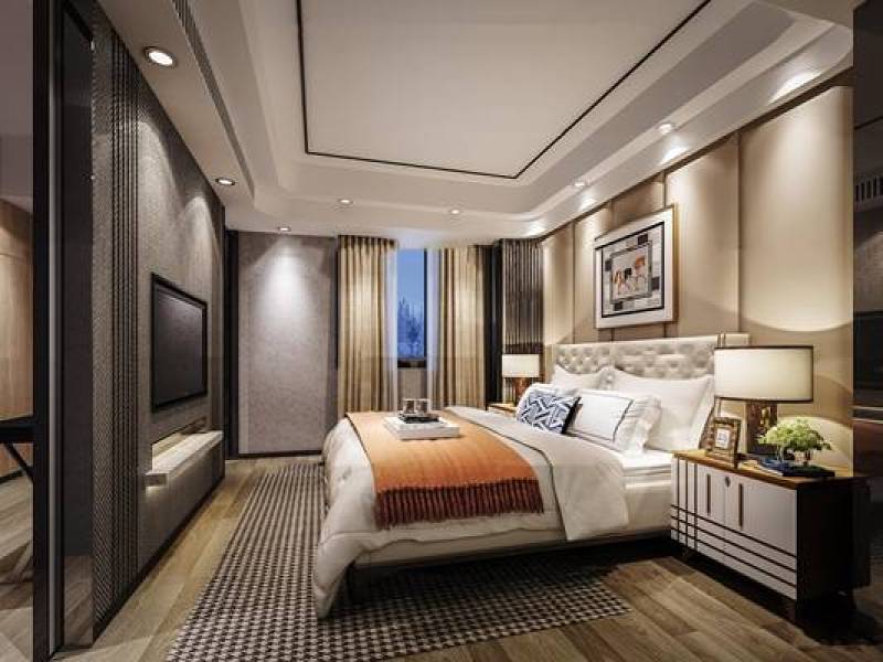 现代卧室双人床3D模型下载 现代卧室双人床3D模型下载
