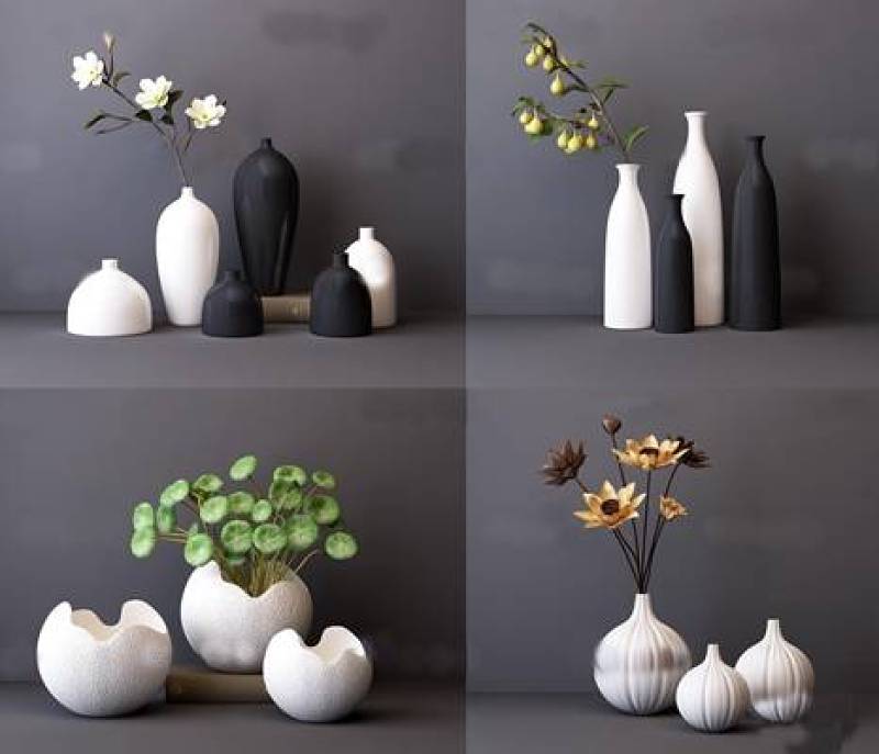 现代陶瓷花瓶花卉组合3D模型下载 现代陶瓷花瓶花卉组合3D模型下载