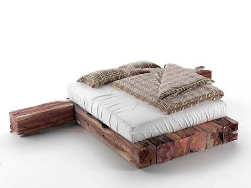 工业风原木双人床3D模型下载 工业风原木双人床3D模型下载