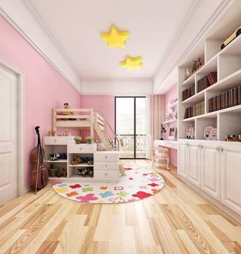 简欧儿童房书柜卧室空间3D模型下载 简欧儿童房书柜卧室空间3D模型下载