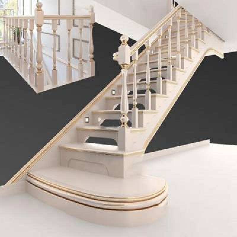 欧式实木楼梯3D模型下载 欧式实木楼梯3D模型下载
