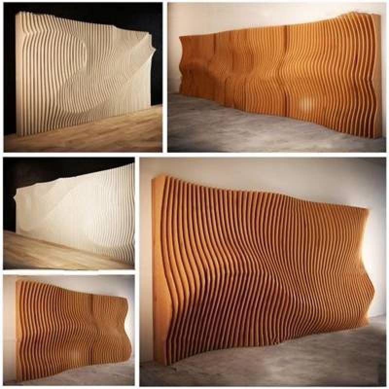 现代实木曲线面装饰墙3D模型下载 现代实木曲线面装饰墙3D模型下载