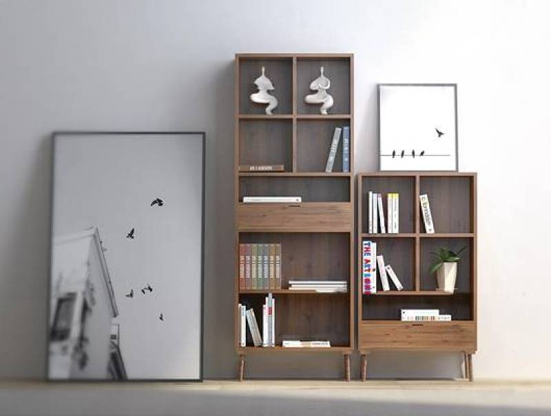 现代实木书柜壁画组合3d模型下载 现代实木书柜壁画组合3d模型下载