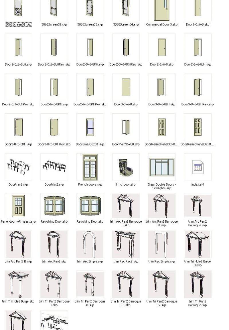Sketchup组件素材 门 Doors 集合 3d模型 建库图纸