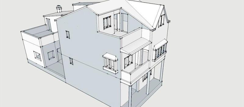 农村联排房屋设计 SU模型