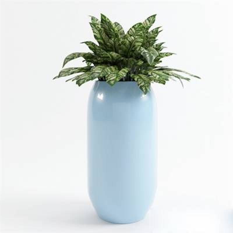 蓝色圆柱形陶艺花瓶3D模型下载 蓝色圆柱形陶艺花瓶3D模型下载
