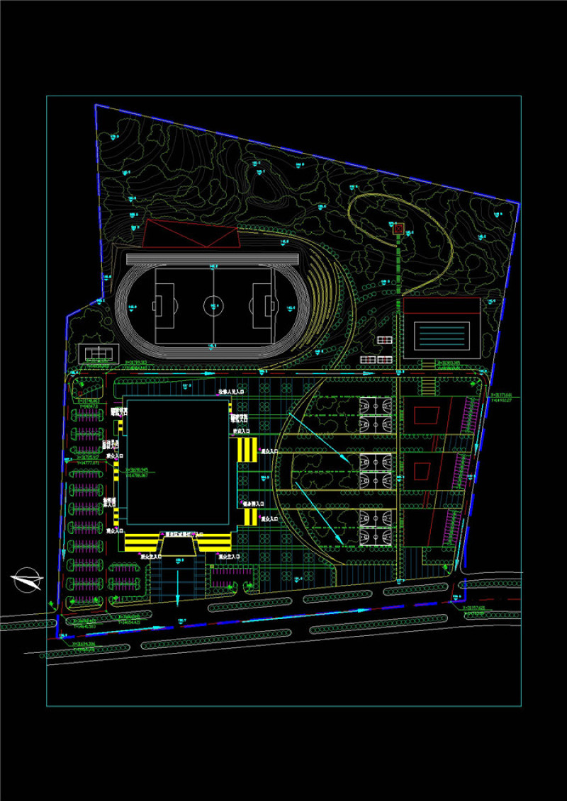 总平面施工设计素材CAD图纸