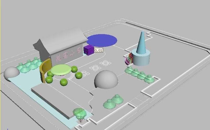 公园休闲小广场3DMAX场景景观模型