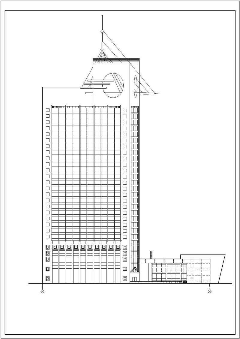 高层宾馆建筑设计CAD方案图