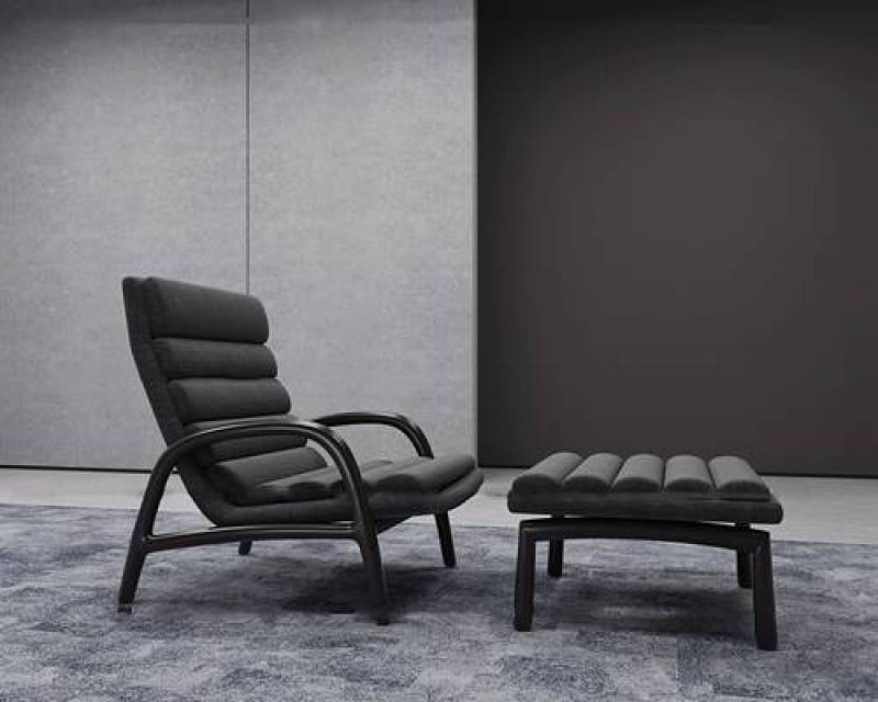 现代布艺休闲躺椅脚榻组合3D模型下载 现代布艺休闲躺椅脚榻组合3D模型下载