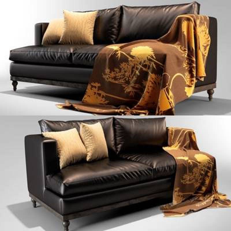 现代黑色皮革双人沙发3D模型下载 现代黑色皮革双人沙发3D模型下载
