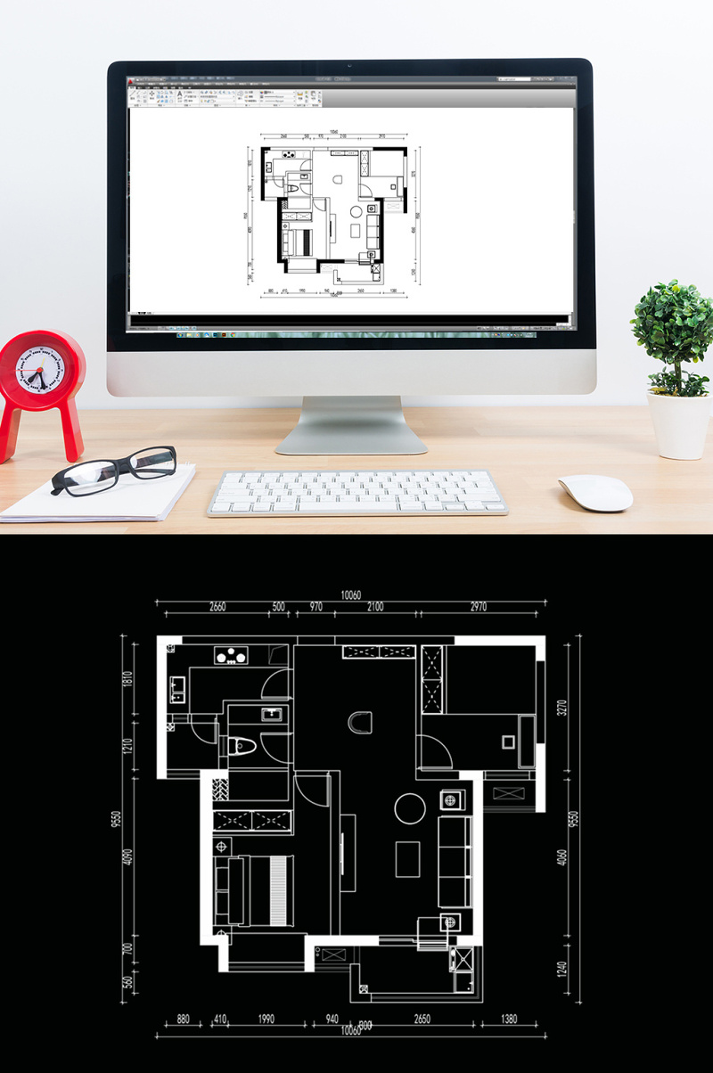 两室一厅CAD高层户型平面方案