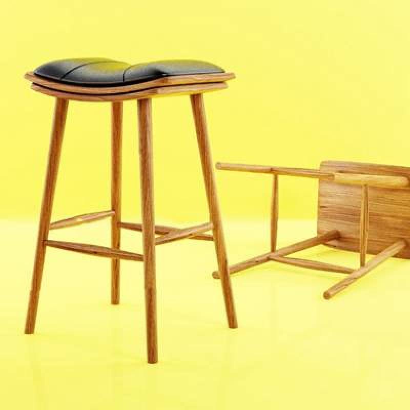 现代实木皮革吧台椅3D模型下载 现代实木皮革吧台椅3D模型下载
