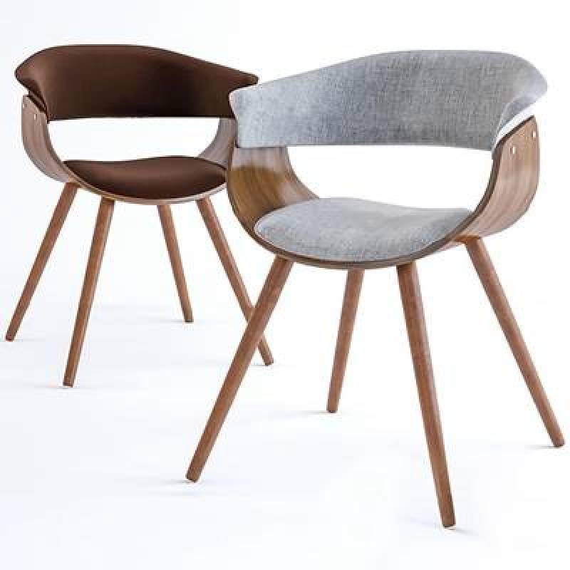 北欧实木布艺休闲椅3D模型下载 北欧实木布艺休闲椅3D模型下载
