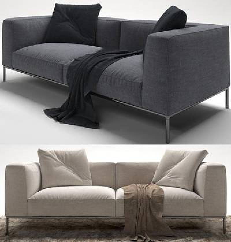 现代布艺双人沙发组合3D模型下载 现代布艺双人沙发组合3D模型下载