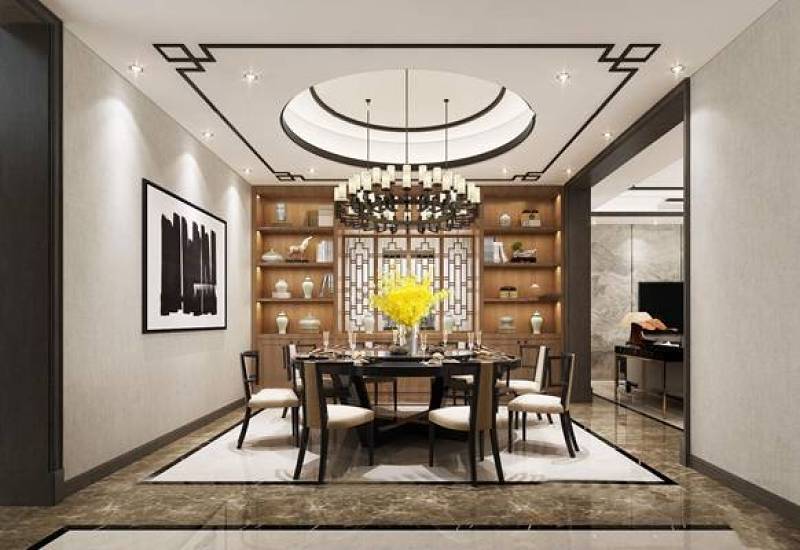 新中式客厅餐厅3D模型下载 新中式客厅餐厅3D模型下载
