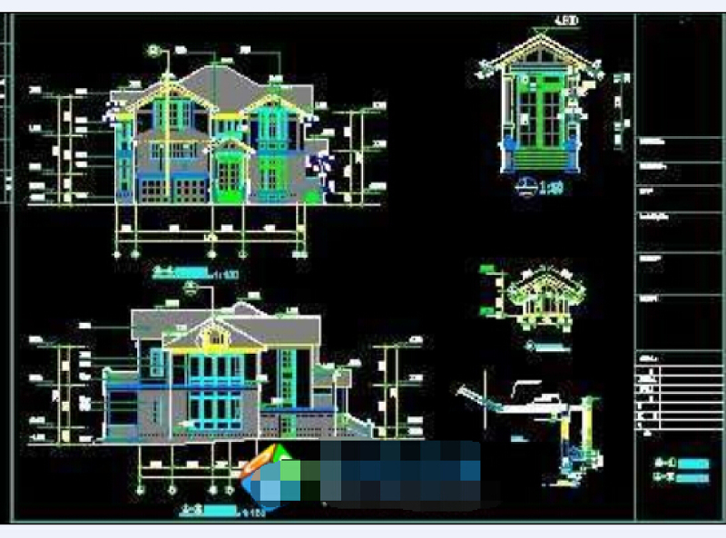 框架别墅建筑结构套图CAD图纸下载
