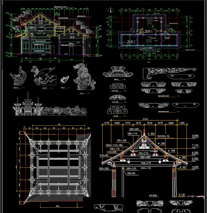 古建筑殿阁CAD设计图