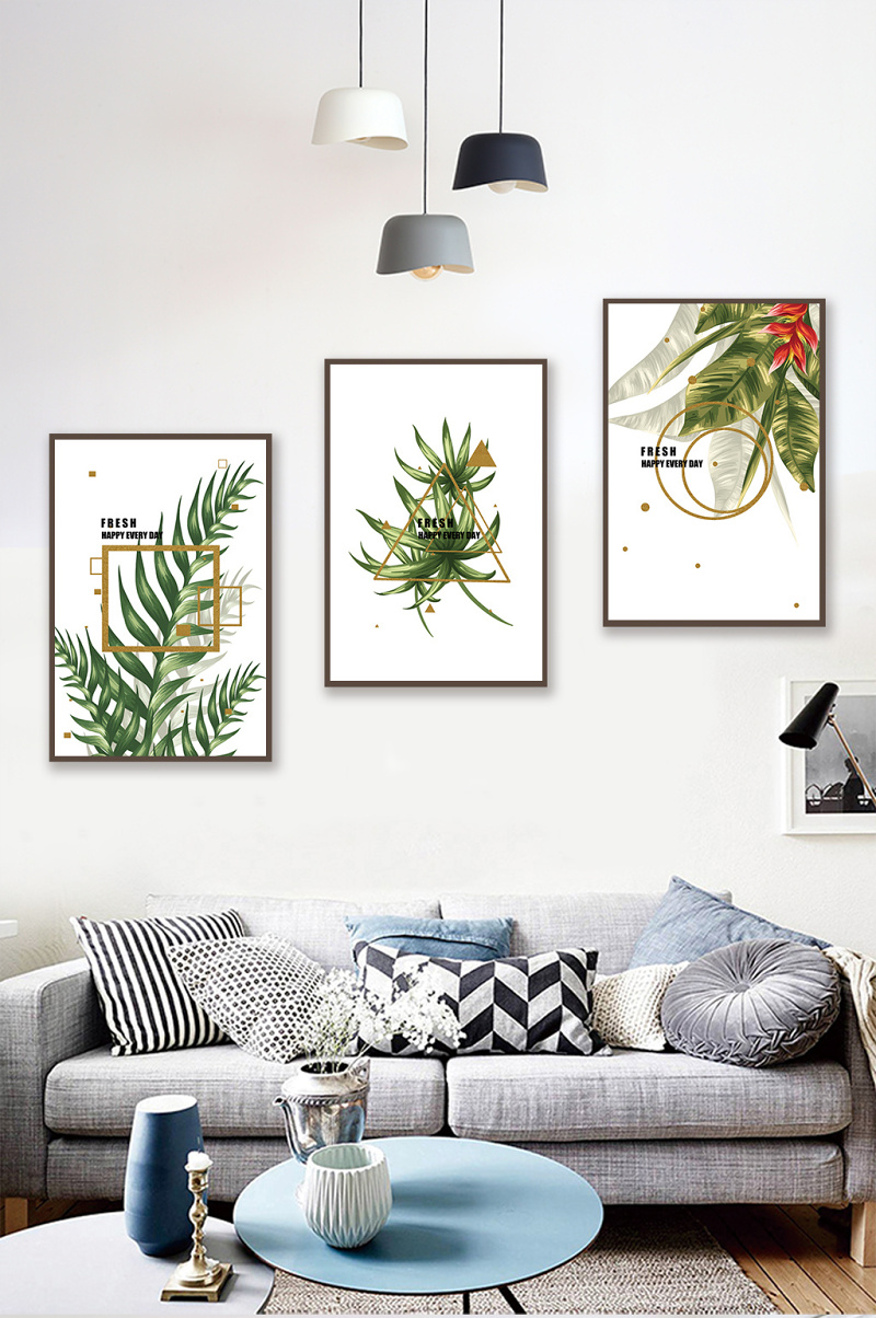 简约北欧风植物树叶图案装饰画