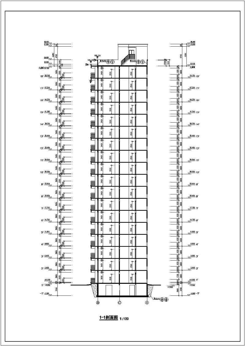 宝鸡市某地十八层剪力墙结构住宅楼建筑设计施工图纸