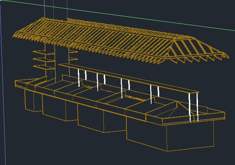 超市生鲜散称干货柜台CAD线框3D模型