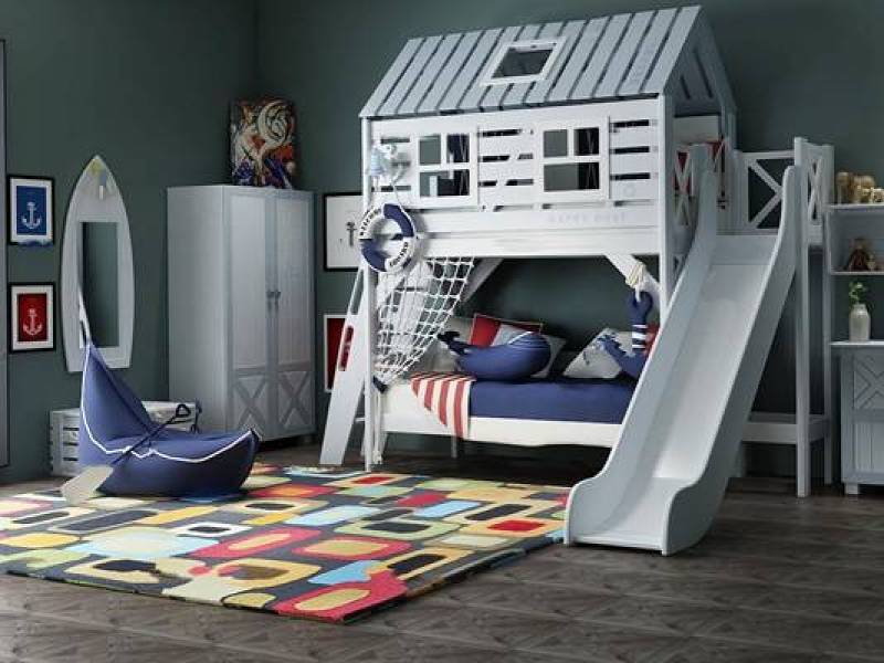 北欧儿童上下铺床衣柜3D模型下载 北欧儿童上下铺床衣柜3D模型下载