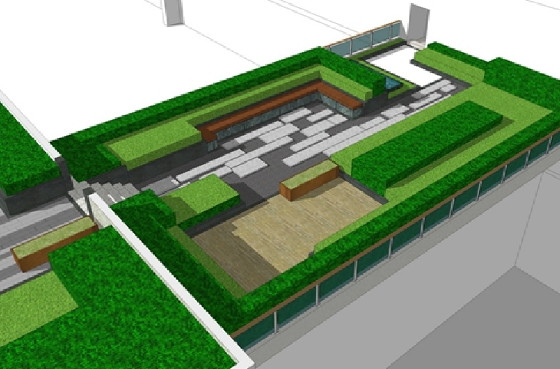 办公楼屋顶花园景观SU模型下载 办公楼屋顶花园景观SU模型下载
