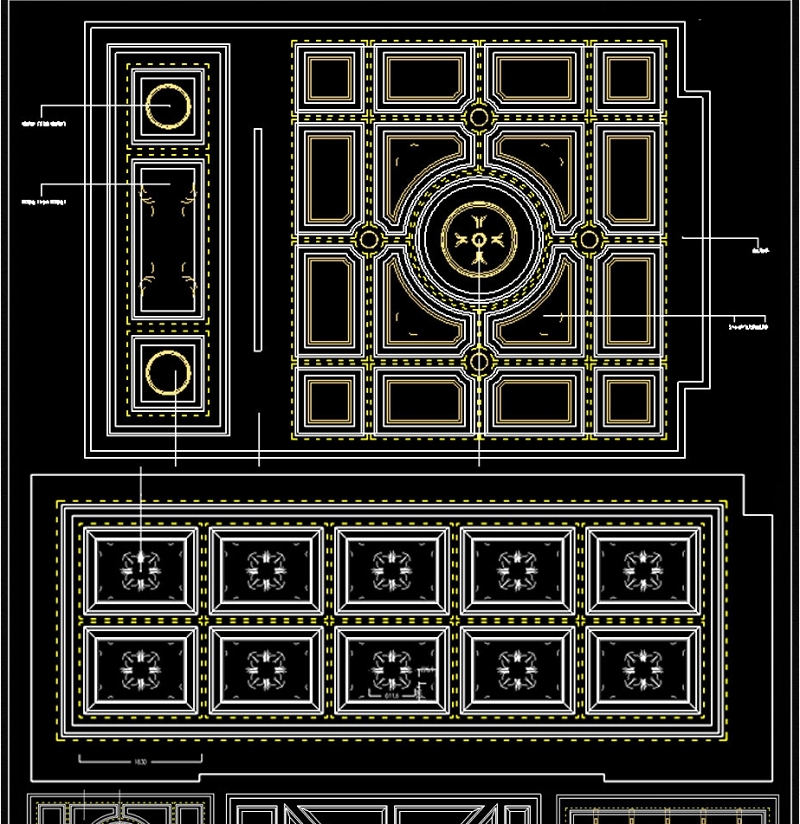 原创天花护墙雕花线条标准cad图库