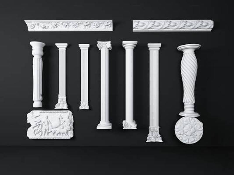 欧式白色石膏雕花柱子组合3D模型下载 欧式白色石膏雕花柱子组合3D模型下载