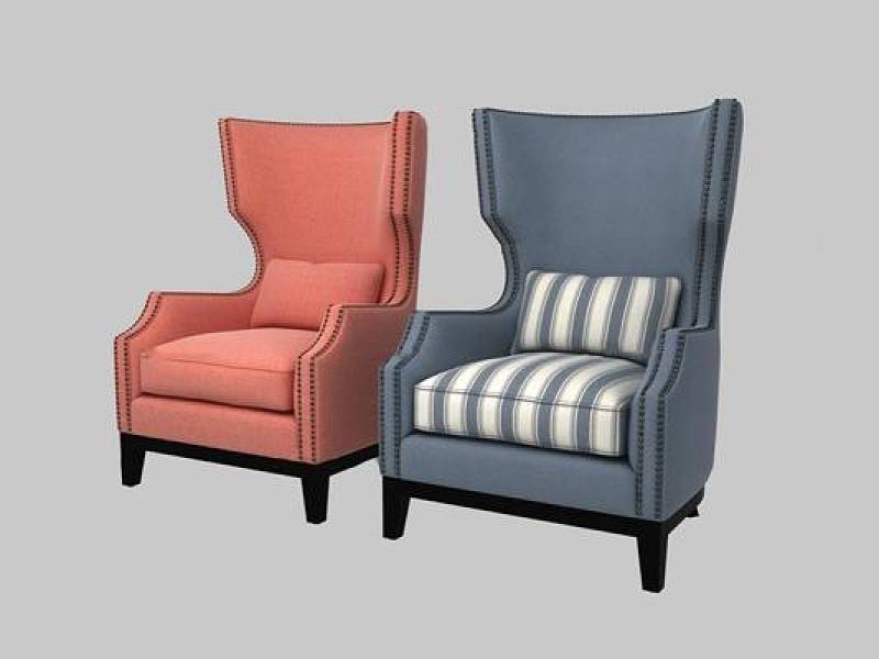 美式布艺高背休闲沙发椅3D模型下载 美式布艺高背休闲沙发椅3D模型下载