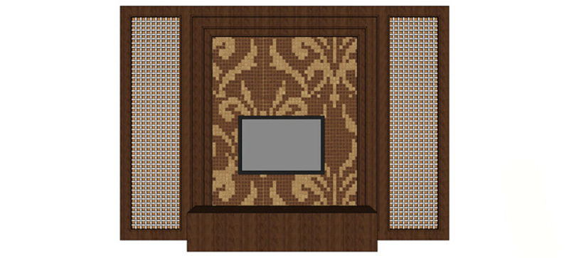 木质欧式花纹电视背景墙skp模型