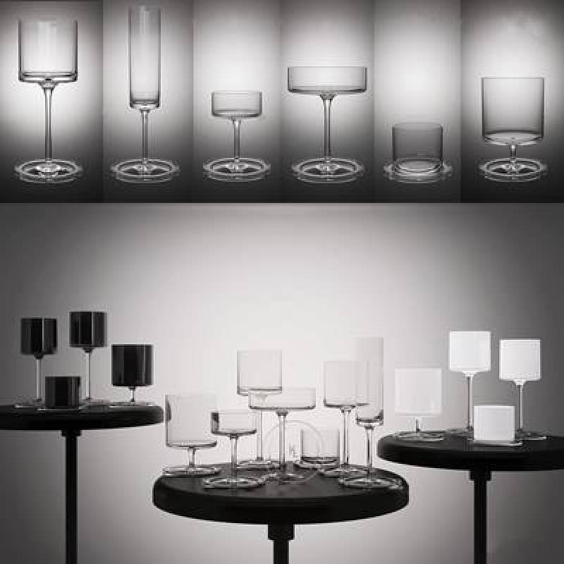 现代玻璃高脚杯红酒杯圆几3D模型下载 现代玻璃高脚杯红酒杯圆几3D模型下载
