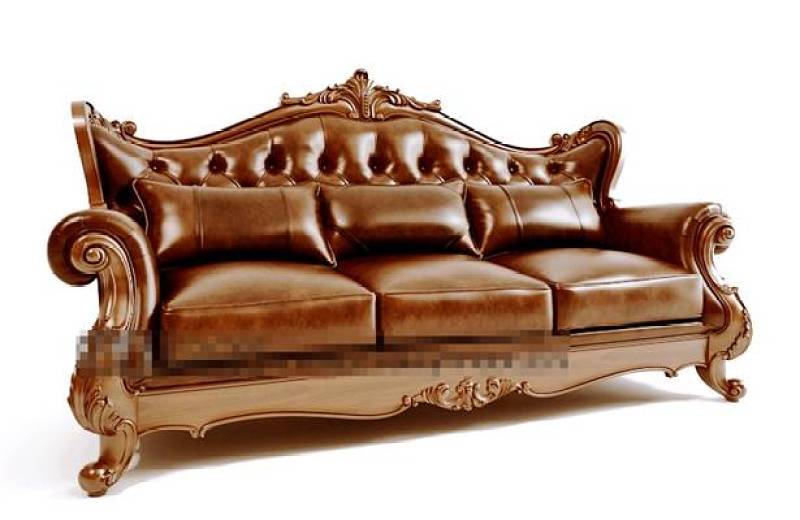 传统美式棕色皮质三人沙发3D模型下载 传统美式棕色皮质三人沙发3D模型下载
