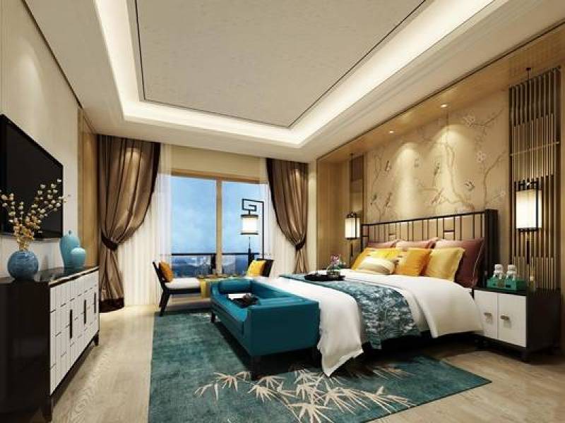 新中式卧室空间3D模型下载 新中式卧室空间3D模型下载